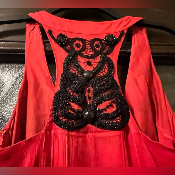 BeBe SILK Flowy Bead Embroidered Lined Flapper Dress Sequins Cocktail ❤️ - Picture 8 of 14